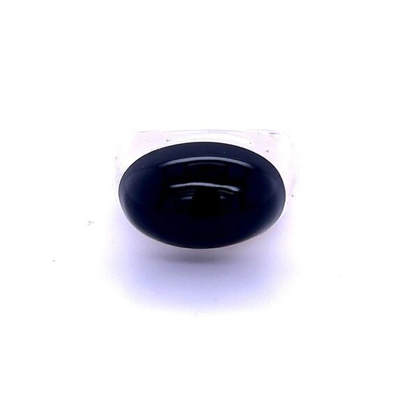 Gucci Estate Black Onyx Ring Size 6.75 Sterling Silver 6 mm G22 - Picture 1 of 8